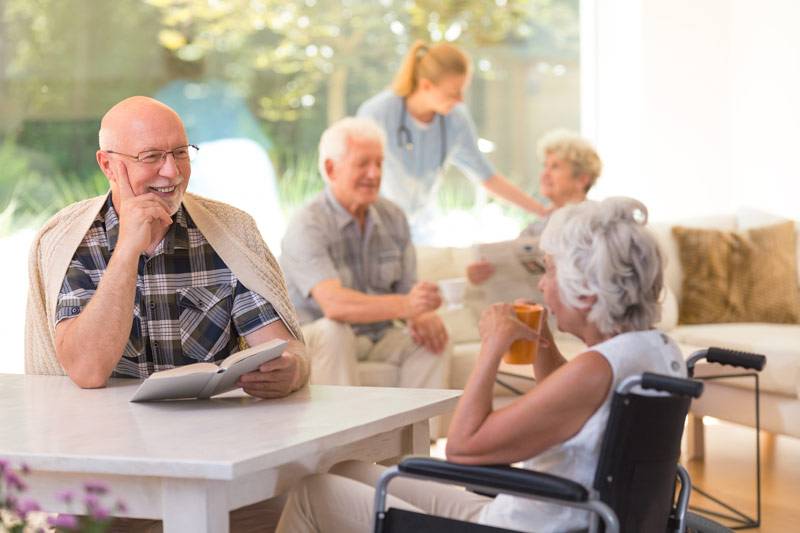 Alhambra residents talking and reading