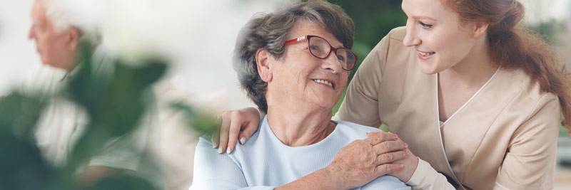 Alhambra resident and caretaker talking