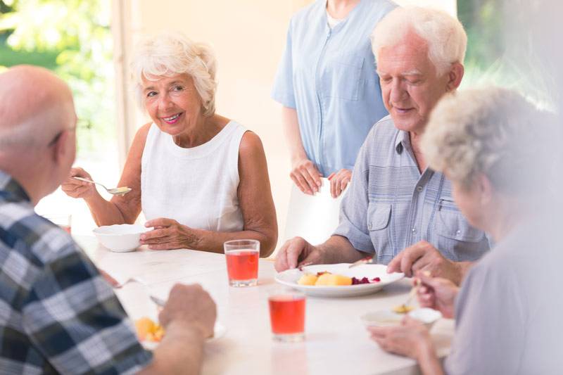 Alhambra residents eating and talking