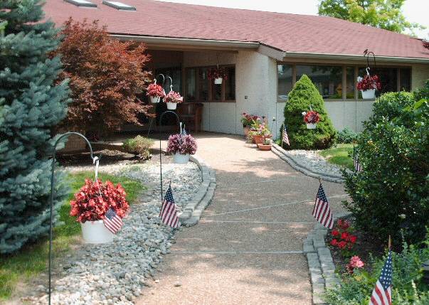 An exterior shot of the Alhambra Rehab and Healthcare facility, from the Alhambra Gallery