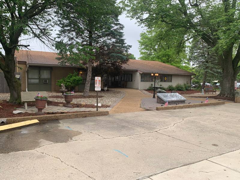 An exterior shot of the Alhambra Rehab and Healthcare facility, from the Alhambra Gallery
